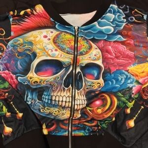 Colorful Skull Print Women's Jacket
